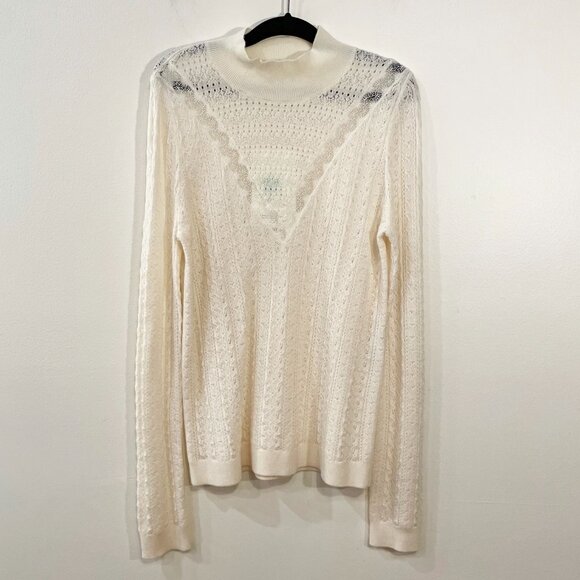 Last Chance! New Sézane Anneli 100% Merino Wool Retro Knit Sweater Ecru XS - Picture 3 of 8